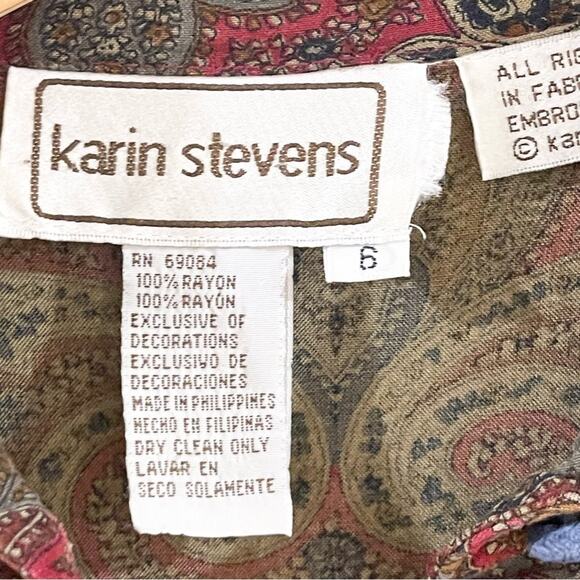 Karin Stevens Vintage Midi Long Sleeve Dress Front Button Closure Velvet Collar - Picture 4 of 8